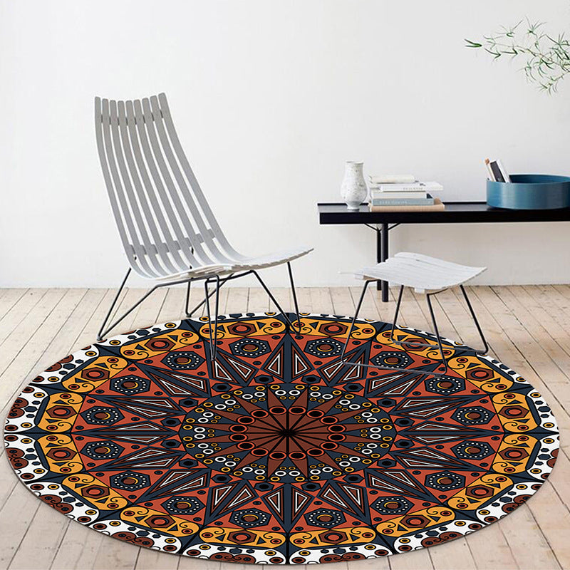 BowLift | Moroccan Flower Carpet White and Red Polyester Carpet Non-Slip Backing Machine Washable Carpet for Bedroom
