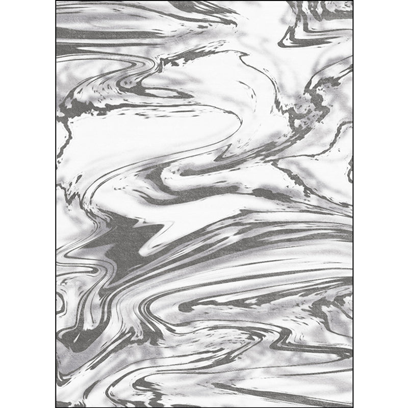 Gray and White Bedroom Rug Modern Abstract Sea Water Pattern Area Rug Polyester Washable Rug | Bowlift