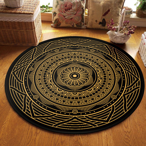 BowLift | Vintage Southwest Rug Yellow and Black Tribal Rug Polyester Non-Slip Backing Rug for Living Room