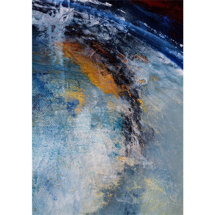 Contemporary modern rug in blue abstract painting print, polyester rug, washable, for home decoration | Bowlift