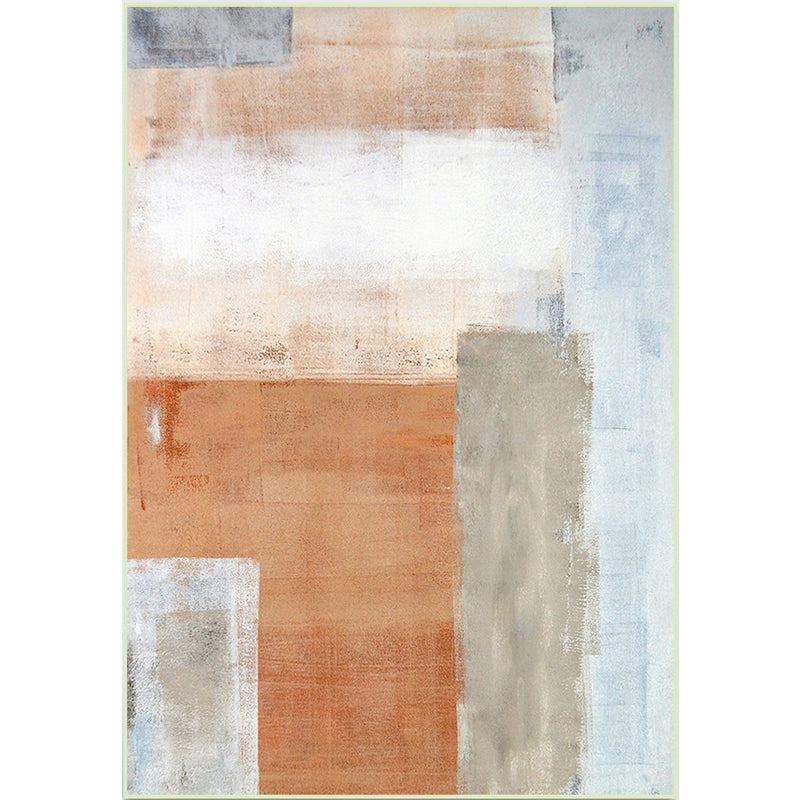 Orange Bedroom Rug Modern Abstract Oil Painting Pattern Rug Polyester Washable Rug | Bowlift