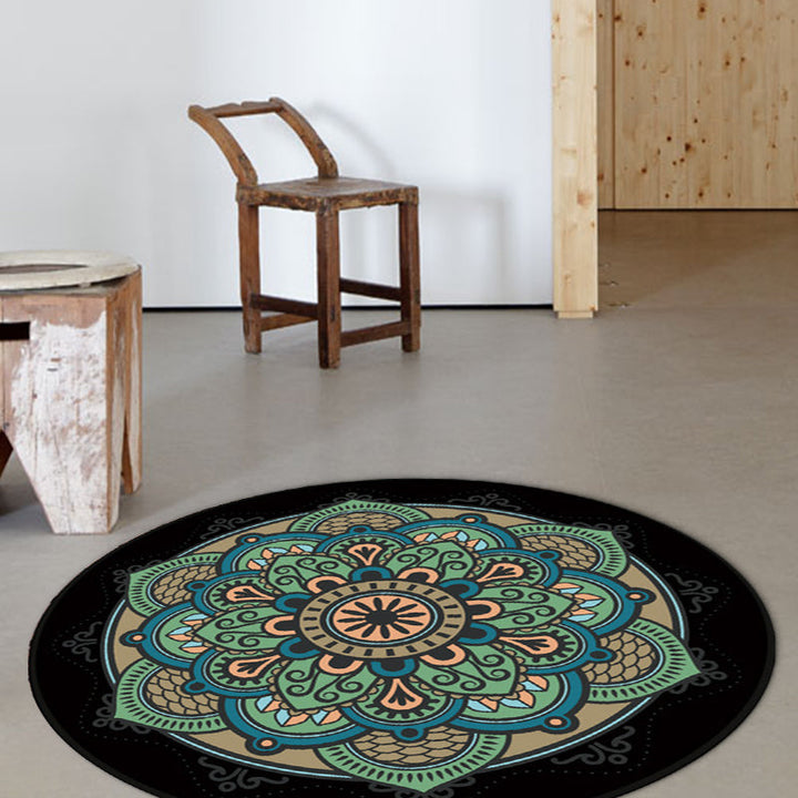 BowLift | Retro green Southwest rug polyester tribal area rug washable rug for bedroom