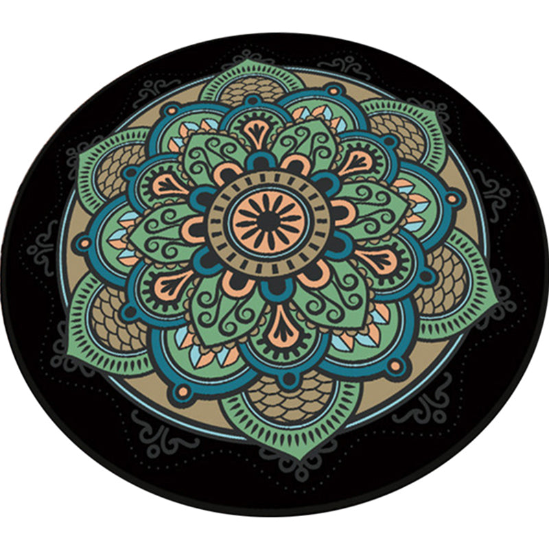 BowLift | Retro green Southwest rug polyester tribal area rug washable rug for bedroom