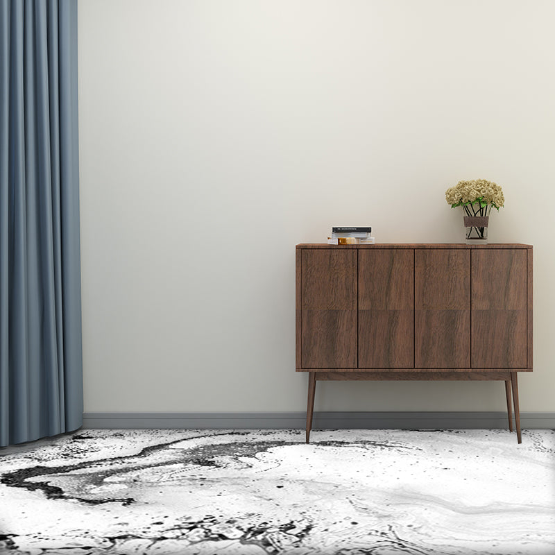 Modern bedroom rug in white abstract splash pattern rug polyester washable rug | Bowlift