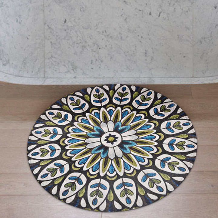 BowLift | Green Americana Rug Polyester Tribal Leaf Rug Non-Slip Backing Rug for Living Room