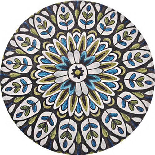 BowLift | Green Americana Rug Polyester Tribal Leaf Rug Non-Slip Backing Rug for Living Room