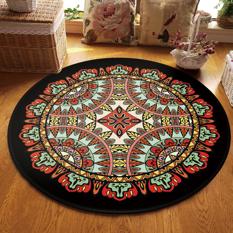 BowLift | Southwest Tribal Carpet Red and Black Polyester Rug with Non-Slip Back Area Rug for Bedroom