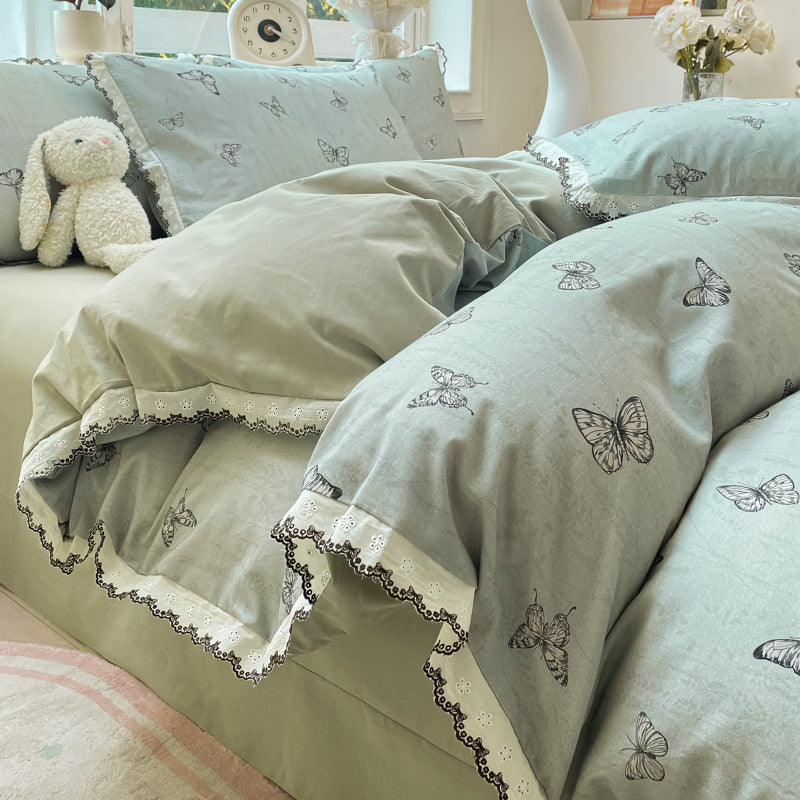 Cotton bedding set, brushed, floral design