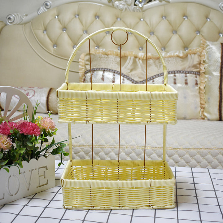 Two-Tiered Woven Storage Basket Bowlift