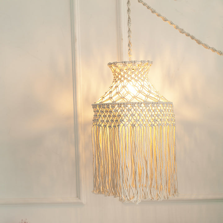 Macramé Hanging Pendant Light Bowlift