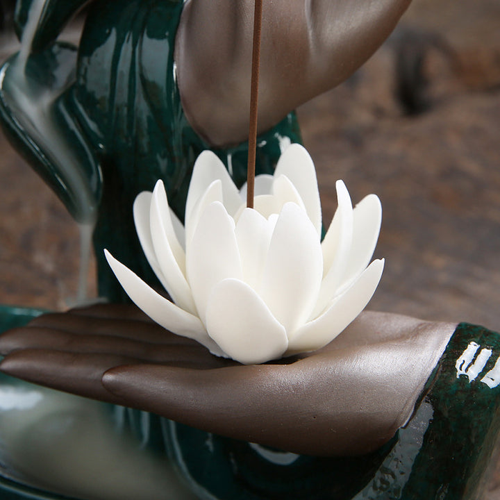 Serene Hand Gesture Ceramic Incense Holder