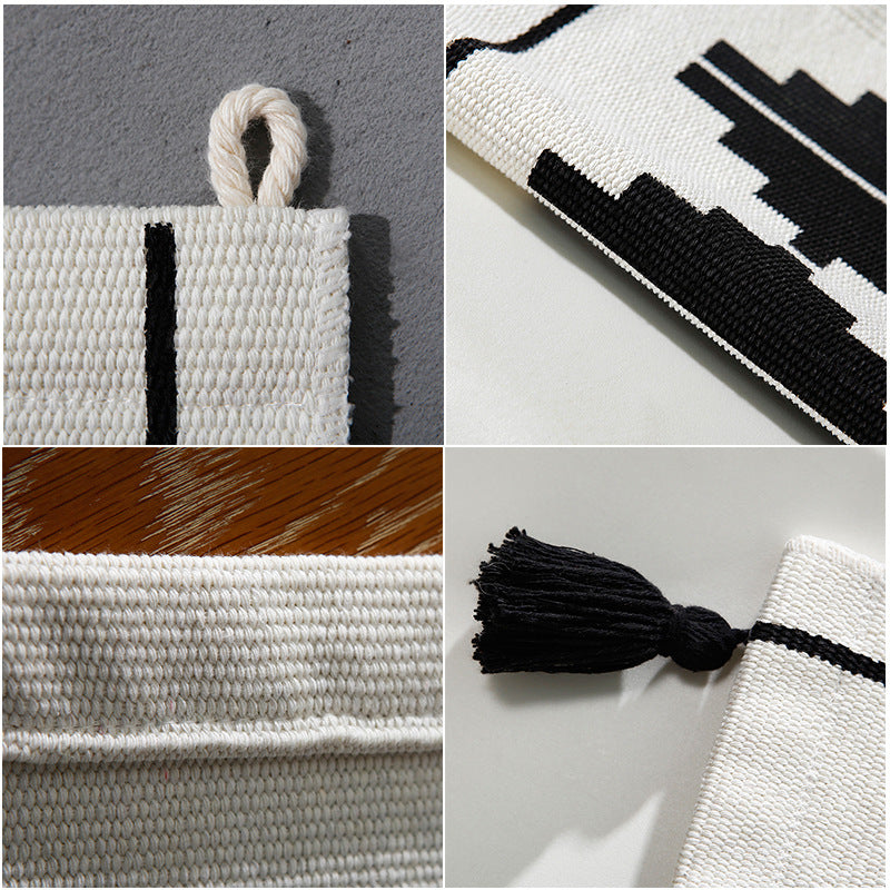 Woven wall hanging with graphic ethnic relief and tassels Bowlift