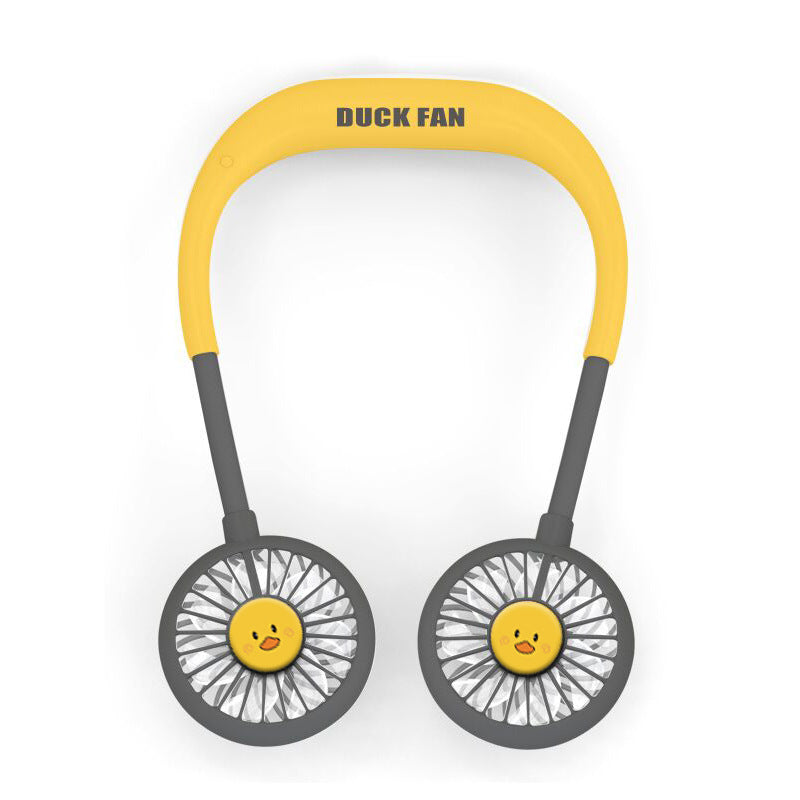 Unisex portable rechargeable double neck fan with quiet brushless motors and flexible goosenecks Bowlift