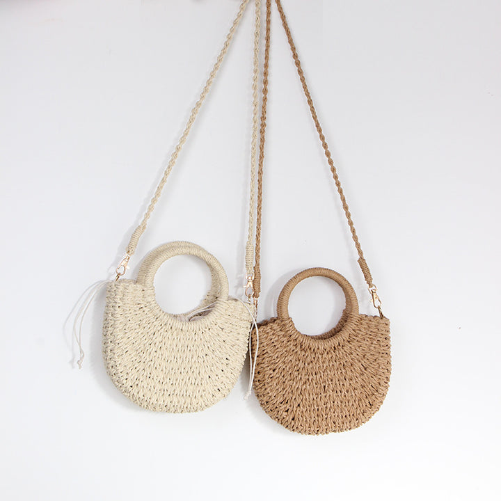 Braided Mini Handbag with Round Carrying Handles Bowlift
