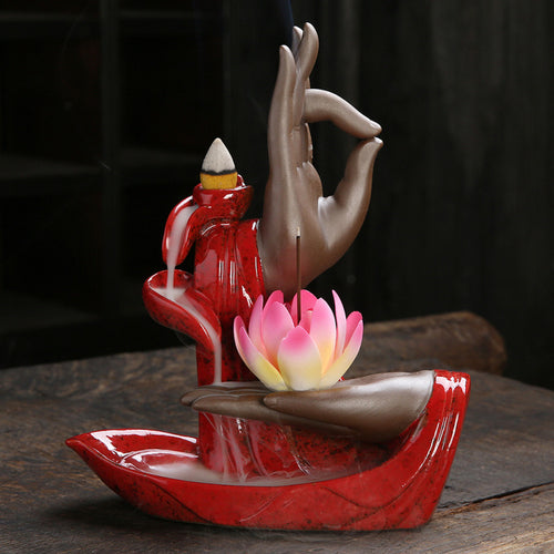 Serene Hand Gesture Ceramic Incense Holder
