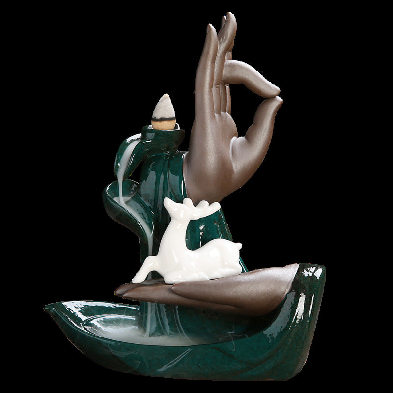 Serene Hand Gesture Ceramic Incense Holder