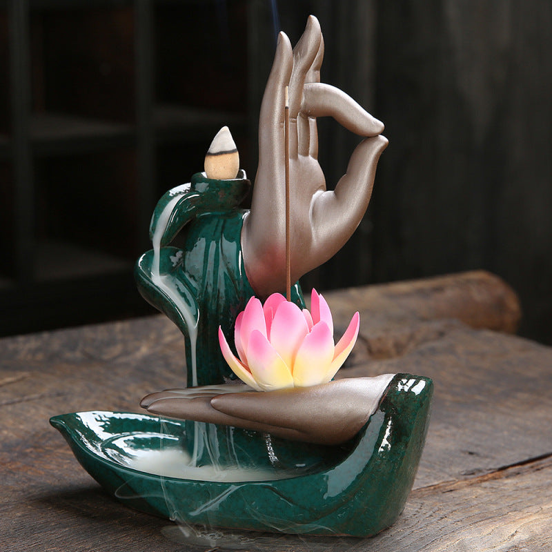 Serene Hand Gesture Ceramic Incense Holder
