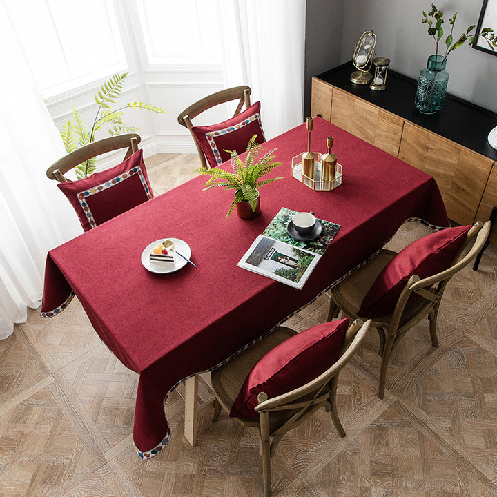 Decorative Tablecloth with Geometric Edging