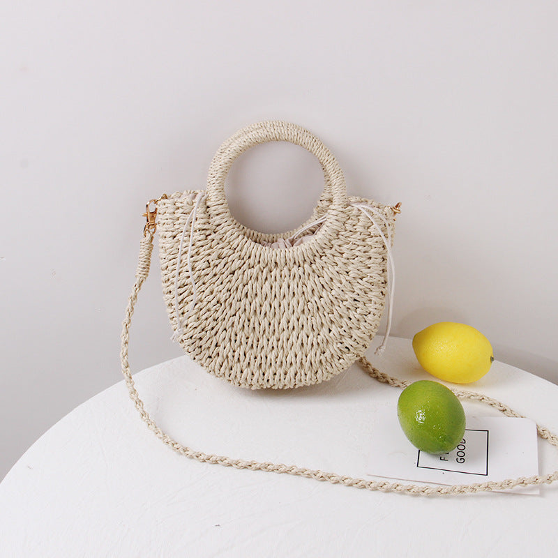 Braided Mini Handbag with Round Carrying Handles Bowlift