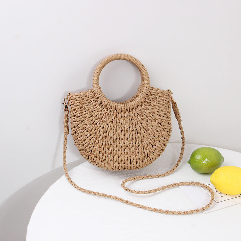 Braided Mini Handbag with Round Carrying Handles Bowlift