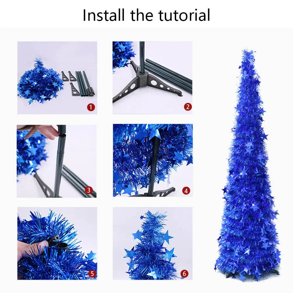 BowLift | Artificial Tinsel Up Christmas Tree With Stand Gorgeous Collapsible Artificial Christmas Tree For Christmas Decorations