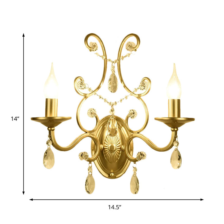 BowLift | Curved Arm Wall Light Contemporary Crystal 1/2-Light Wall Mounted Lighting with/without Shade in Brass