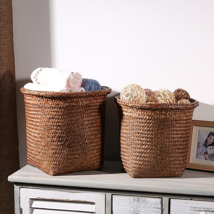 Handcrafted Natural Fiber Storage Bin Bowlift