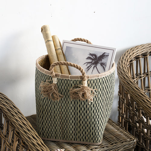 Handwoven Storage Basket with Decorative Handles Bowlift