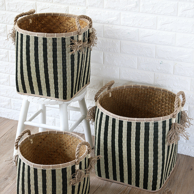 Handwoven Storage Basket with Decorative Handles Bowlift
