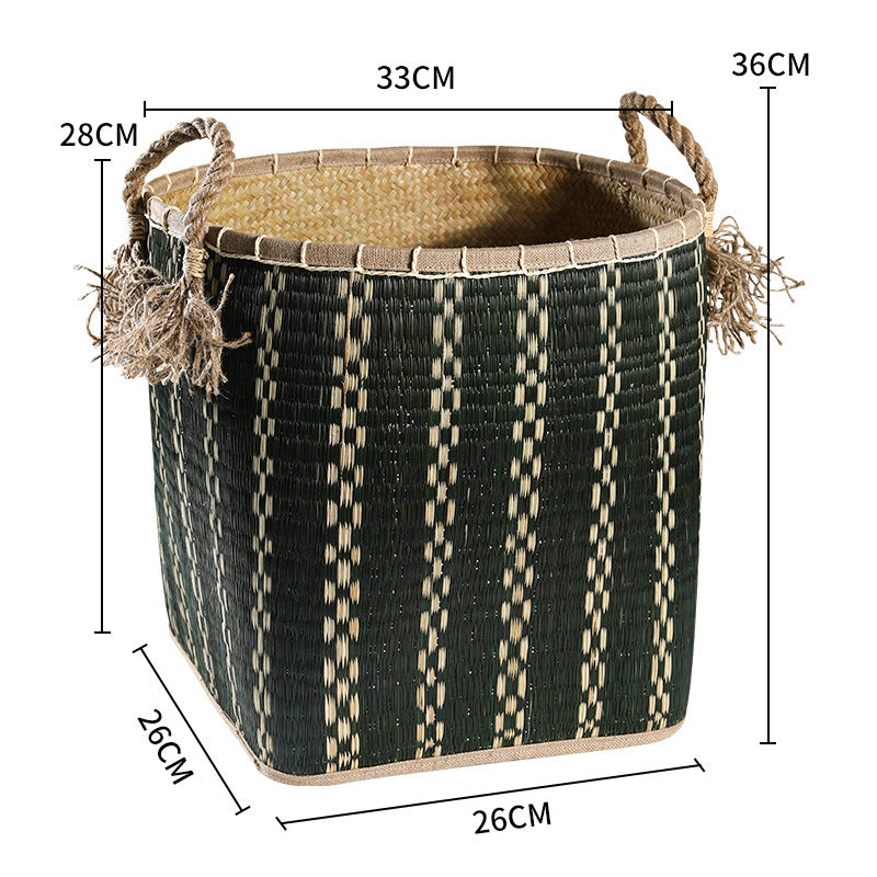 Unisex Handwoven Storage Basket with Decorative Fringes Bowlift