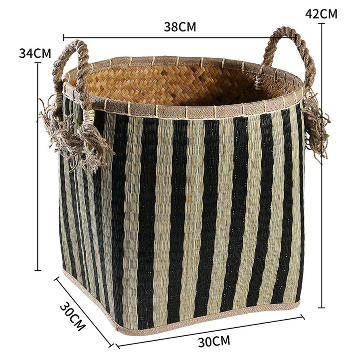 Unisex Handwoven Storage Basket with Decorative Fringes Bowlift