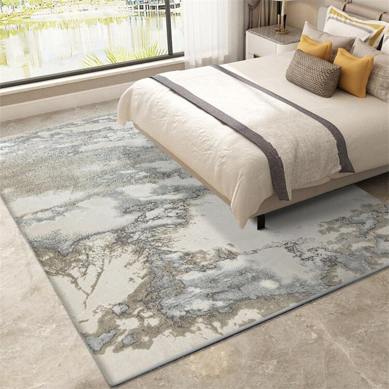 Nordic Abstract Rug Gray Polyester Rug Washable Non-Slip Mat Rug for the Bedroom | Bowlift