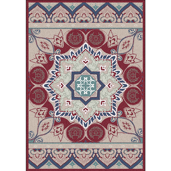 BowLift | Pink Bedroom Rug Moroccan Medallion Floral Pattern Area Rug Polyester Machine Washable Non-Slip Backing Rug