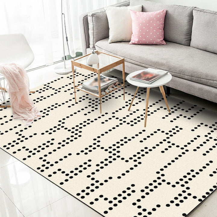 Unique dotted line pattern rug Beige Modern rug Polyester Washable Non-slip backing Rug for the living room | Bowlift
