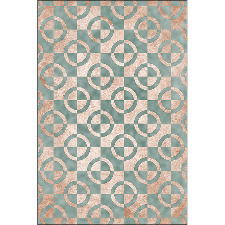 Green and pink novelty rug polyester geometric print rug washable non-slip backing rug for the living room | Bowlift