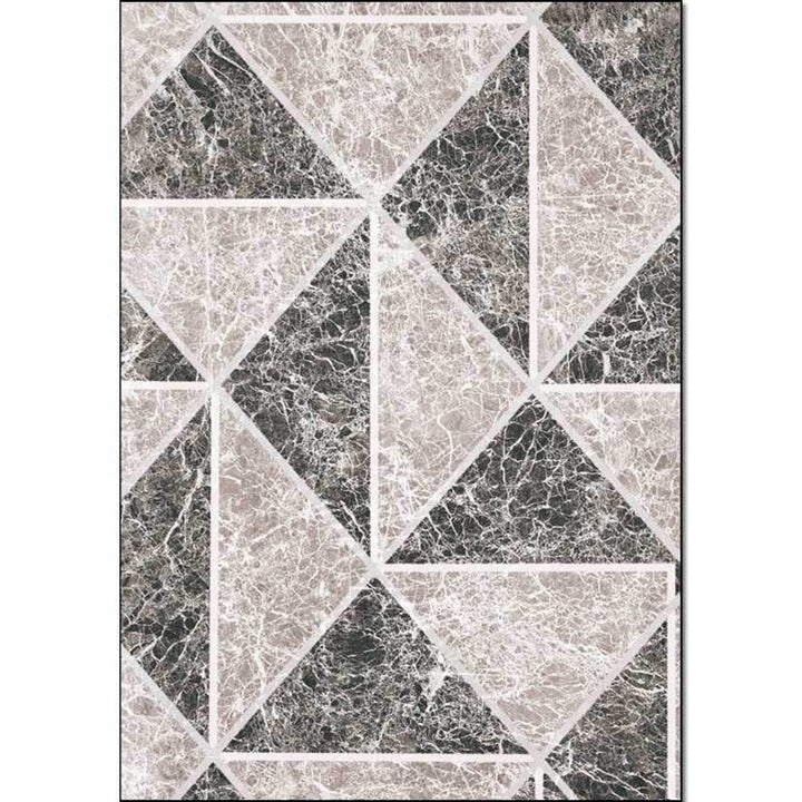 Gray novelty rug polyester geometric pattern rug washable non-slip back rug for living room | Bowlift