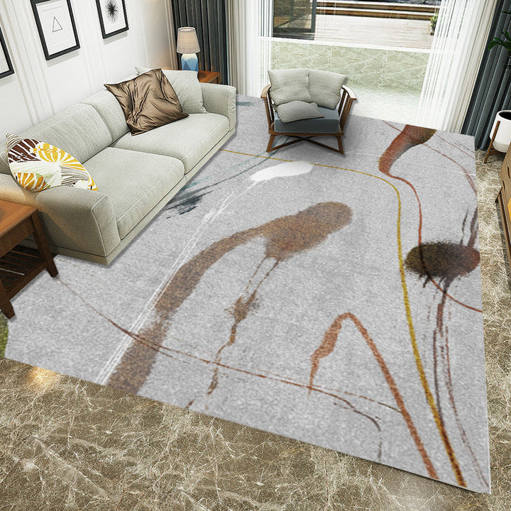 Gray Casual Carpet Polyester Abstract Carpet Washable Non-Slip Back Carpet for Living Room | Bowlift