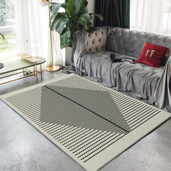 Creative wave line pattern rug green modern rug polyester washable non-slip backing rug for the living room | Bowlift