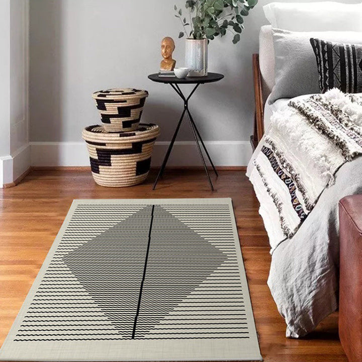 Creative wave line pattern rug green modern rug polyester washable non-slip backing rug for the living room | Bowlift