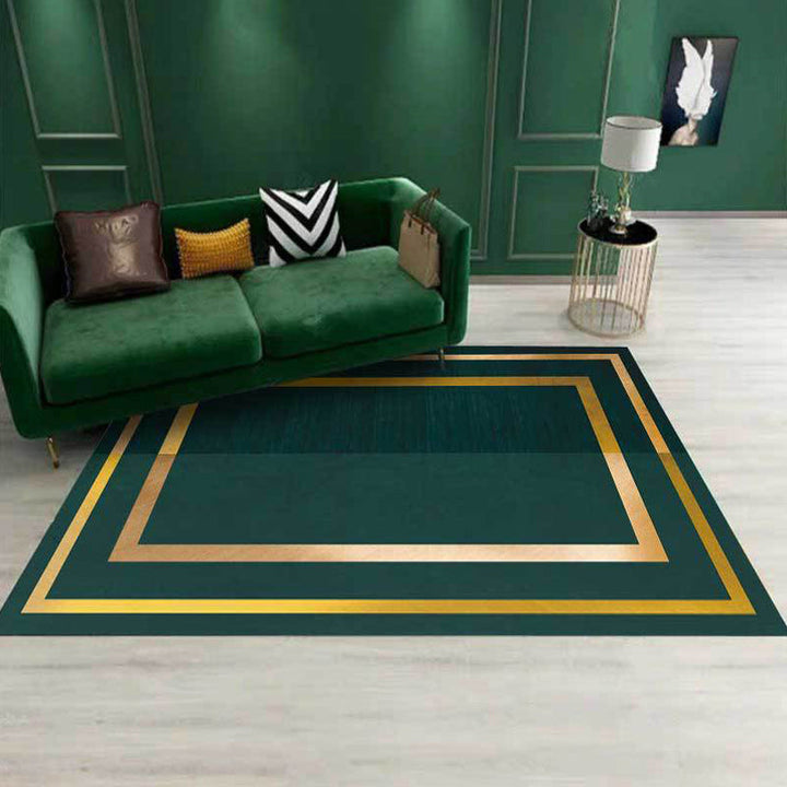 Green casual rug polyester geometric pattern rug machine washable non-slip backing rug for the living room | Bowlift