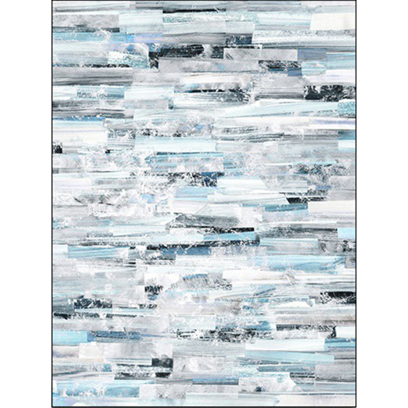 Creative Brush Stroke Pattern Rug White and Blue Leisure Rug Polyester Washable Non-Slip Back Rug for Living Room | Bowlift