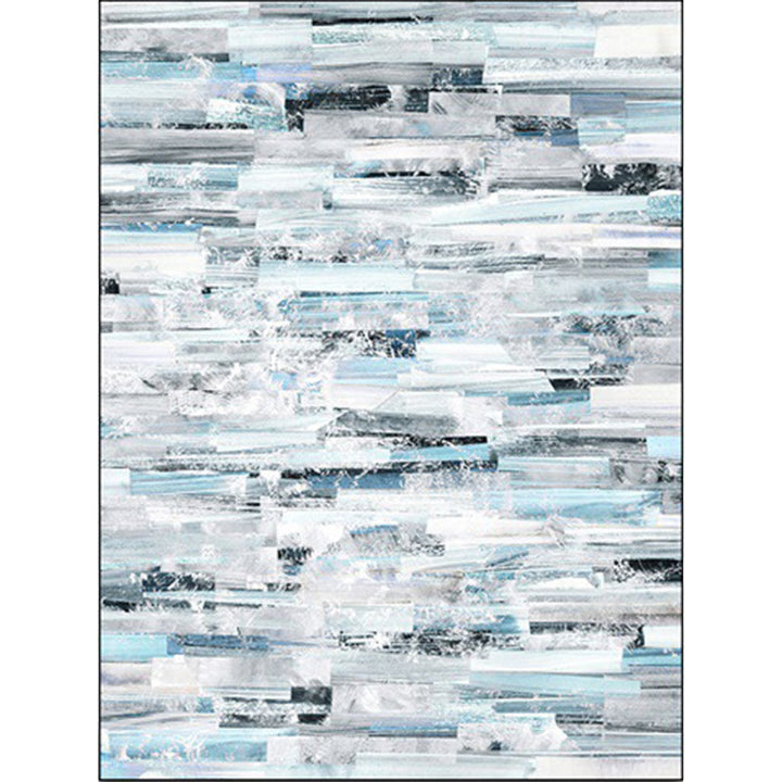 Creative Brush Stroke Pattern Rug White and Blue Leisure Rug Polyester Washable Non-Slip Back Rug for Living Room | Bowlift