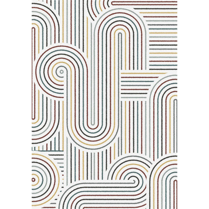 Light gray modern carpet polyester striped pattern washable non-slip backing carpet for living room | Bowlift