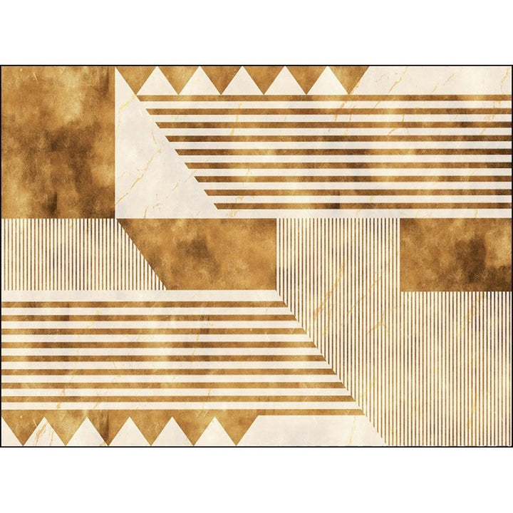 Stylish striped geometric pattern rug Golden casual rug Polyester washable non-slip backing rug for the living room | Bowlift