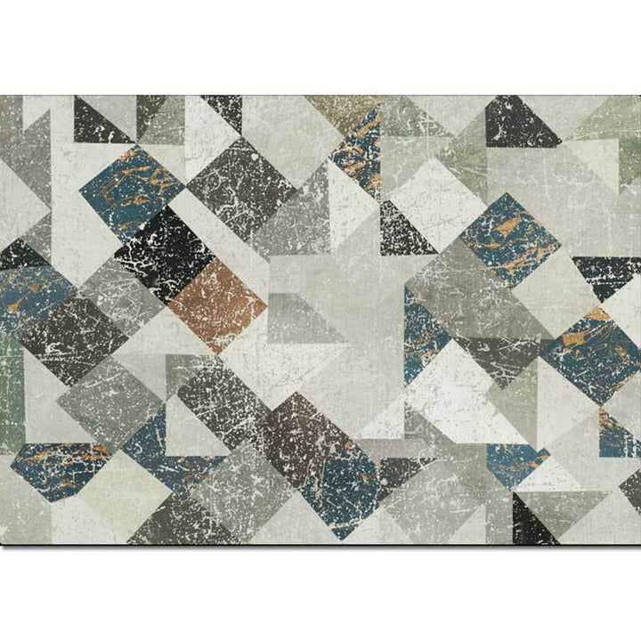 Modern geometric rug gray polyester rug machine washable non-slip backing rug for the bedroom | Bowlift