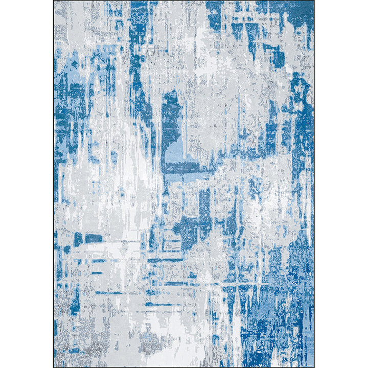 Blue Bedroom Rug Modern Abstract Cement Pattern Area Rug Polyester Washable Rug | Bowlift