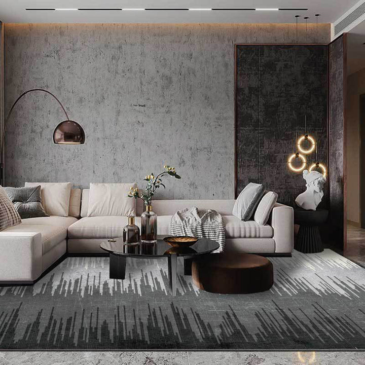Modern living room rug Gray abstract color body line pattern rug Polyester washable rug | Bowlift
