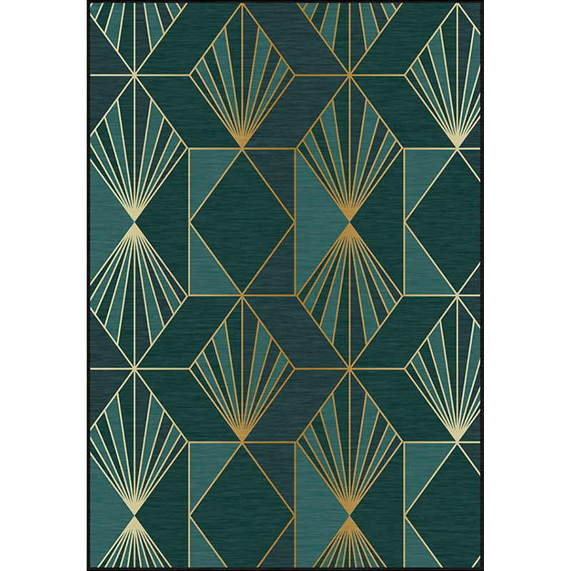 BowLift | Nordic Modern Rug in Turquoise Geometric Rhombus Pattern Rug Polyester Machine Washable Rug for Home Decor