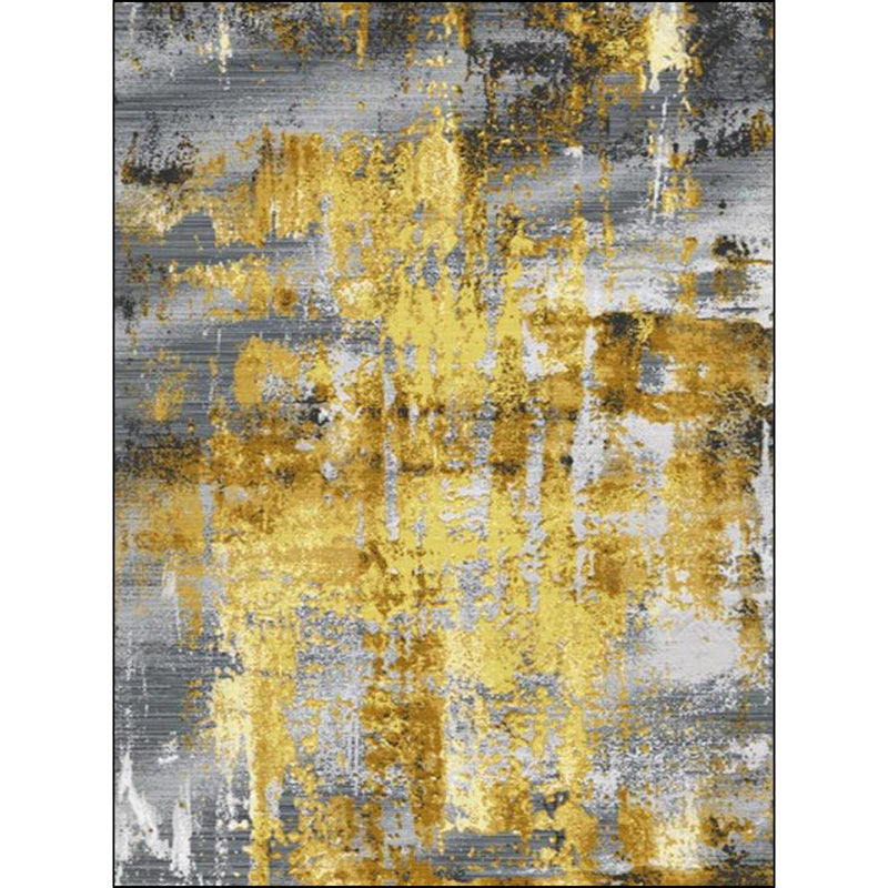 Industrial abstract carpet gray and gold polyester carpet washable non-slip back carpet for bedroom | Bowlift
