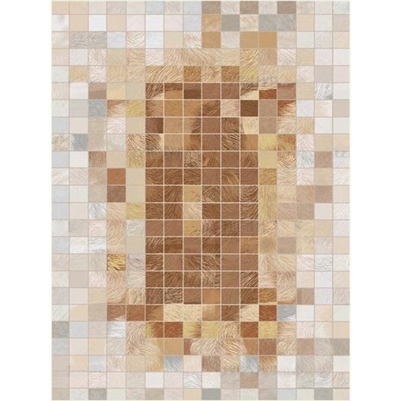 Brown Nordic Carpet Polyester Checkered Pattern Carpet Machine Washable Non-Slip Back Carpet for Living Room | Bowlift